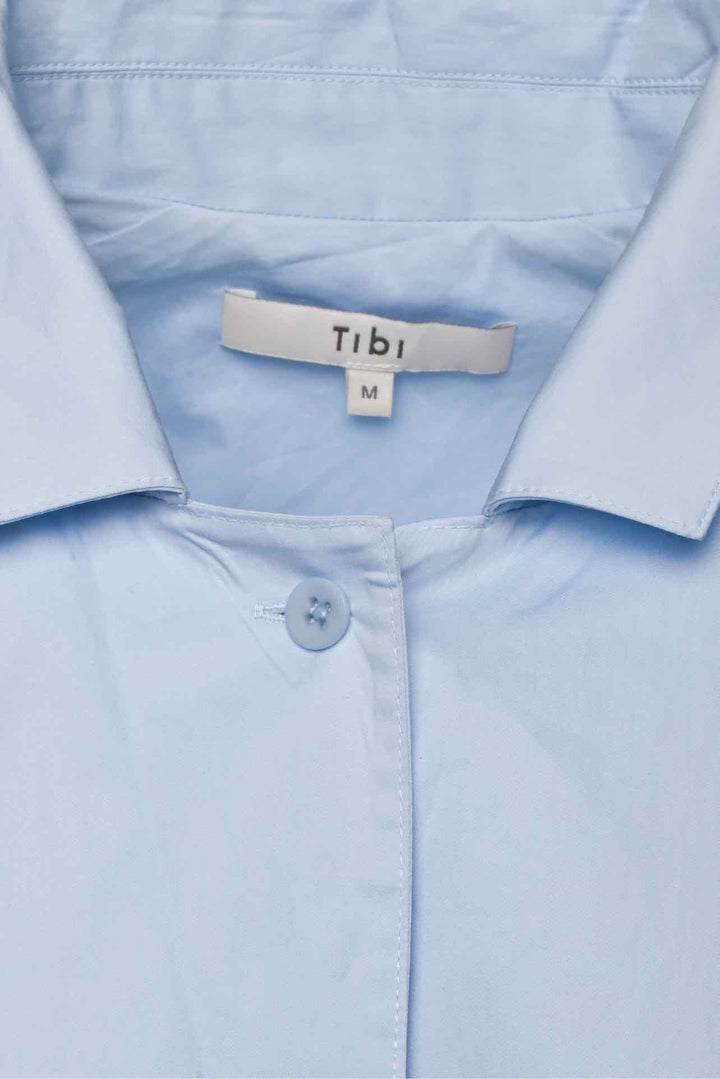 Tibi Size M Eco Poplin Bubble Hem Shirt