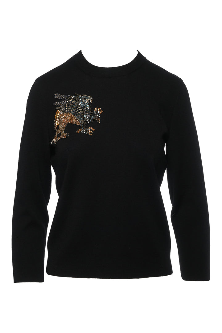 Alexander Mcqueen Size S Mythical Creature Rhinestone Embellished Sweater