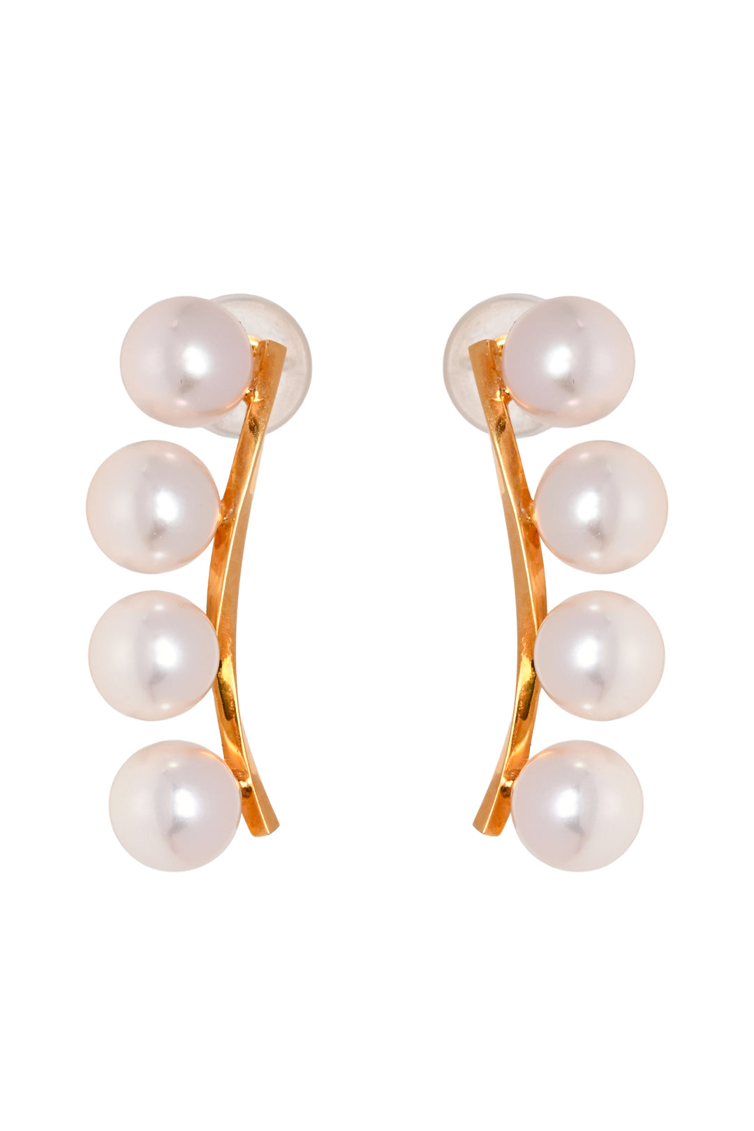 18K Yellow Gold & 4 Pearl Earrings