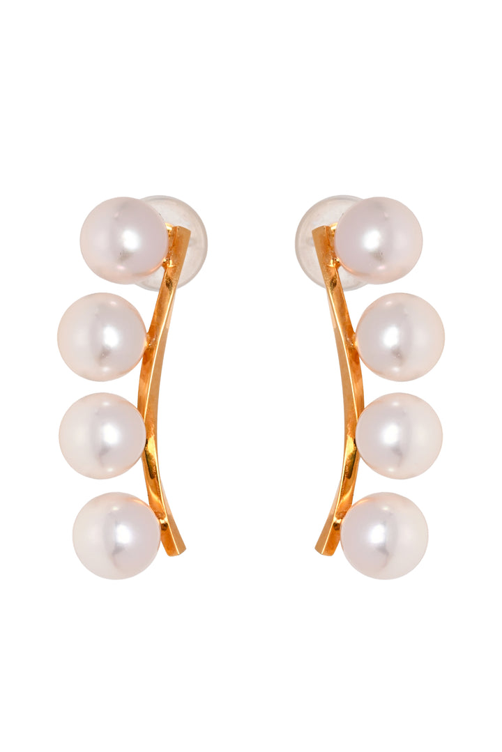 18K Yellow Gold & 4 Pearl Earrings