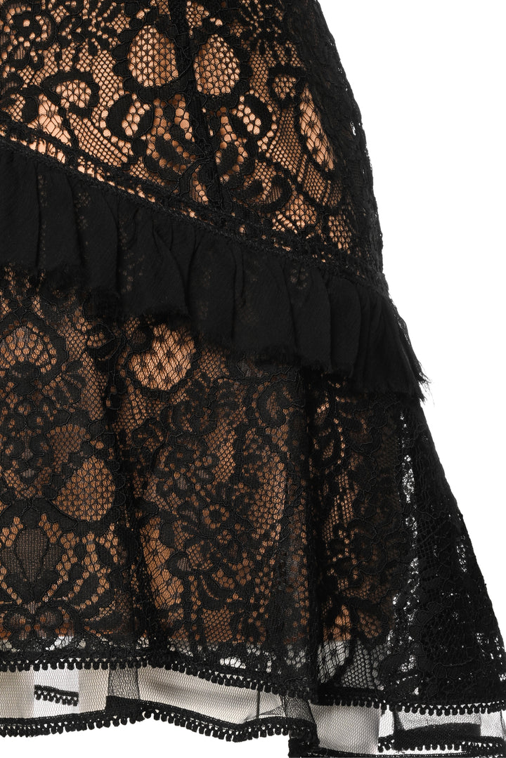 Jonathan Simkhai Size 0 Mixed Lace Mockneck Mini Dress