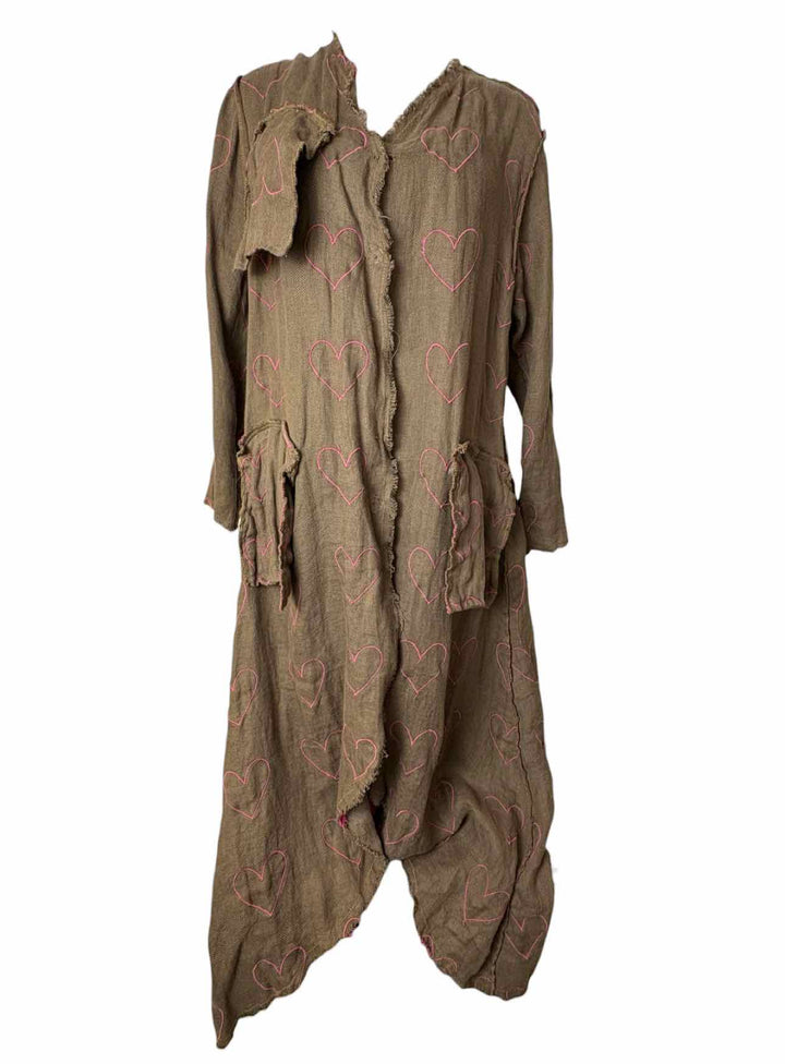 Magnolia Pearl Size OS Emery Linen Heart Pattern Coat