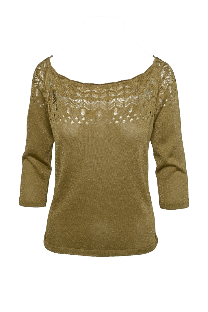 Etro Size M Metallic Knit 3/4 Sleeve Tops