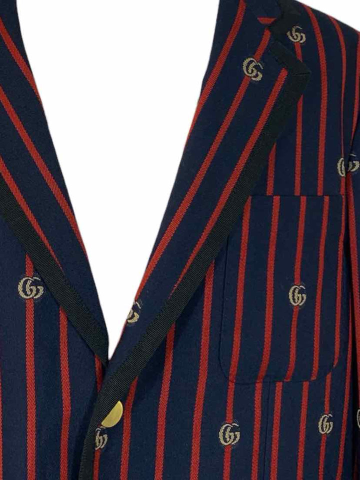 Gucci Size 42 Men's GG Striped Wool Blazer
