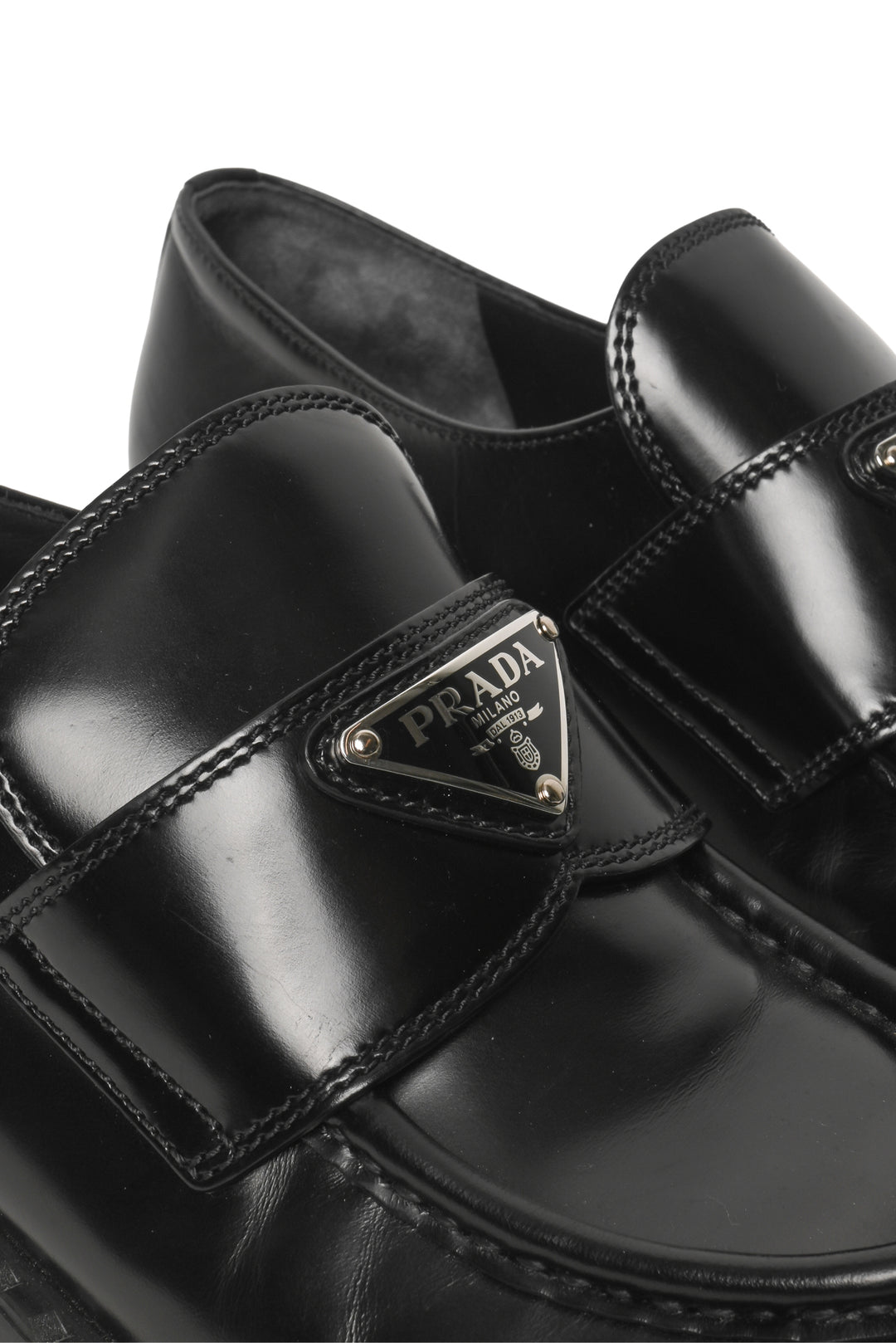 Prada Size 38 Chocolate Brushed Leather Loafers