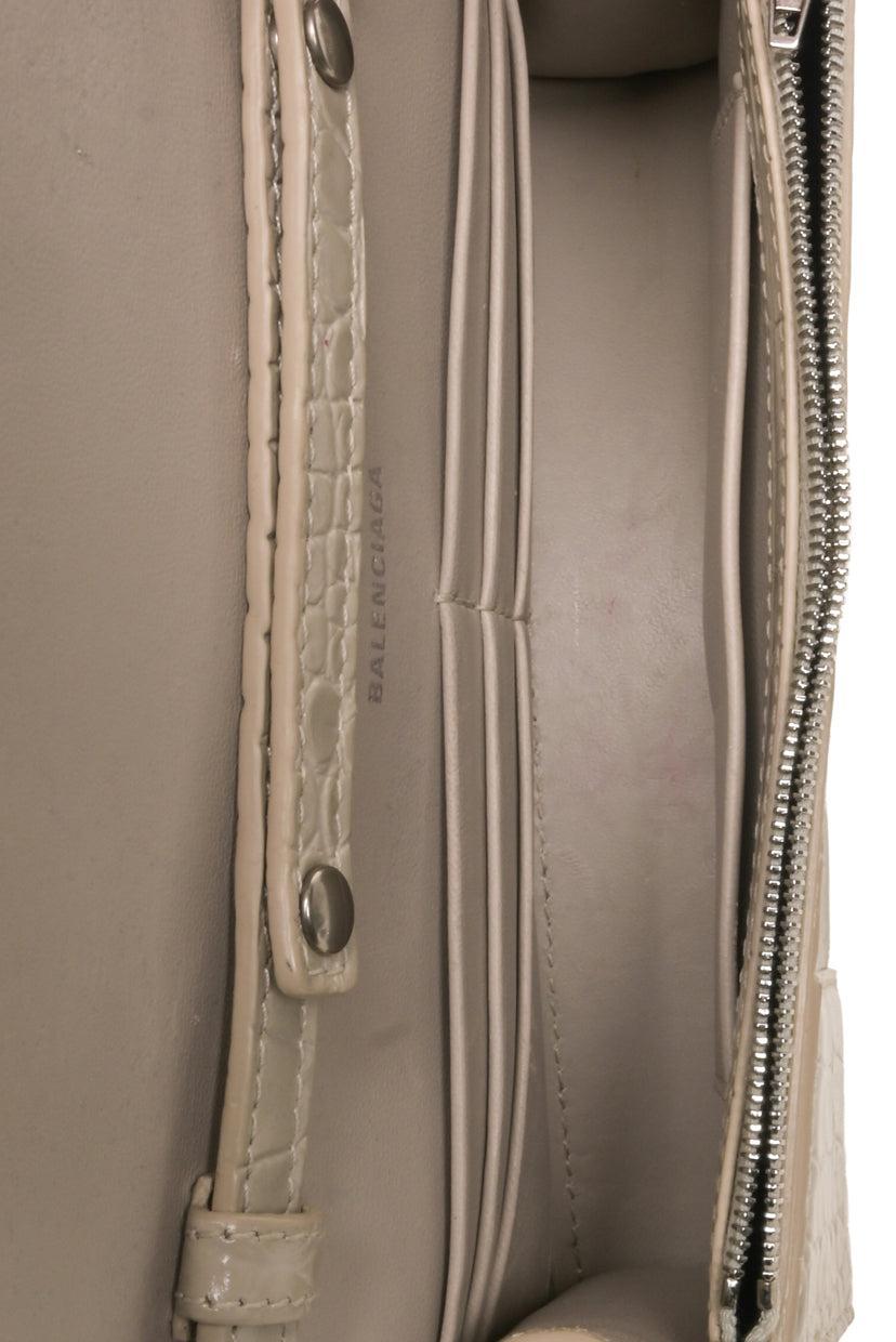 Balenciaga Hourglass Wallet on Chain Croc Embossed Crossbody