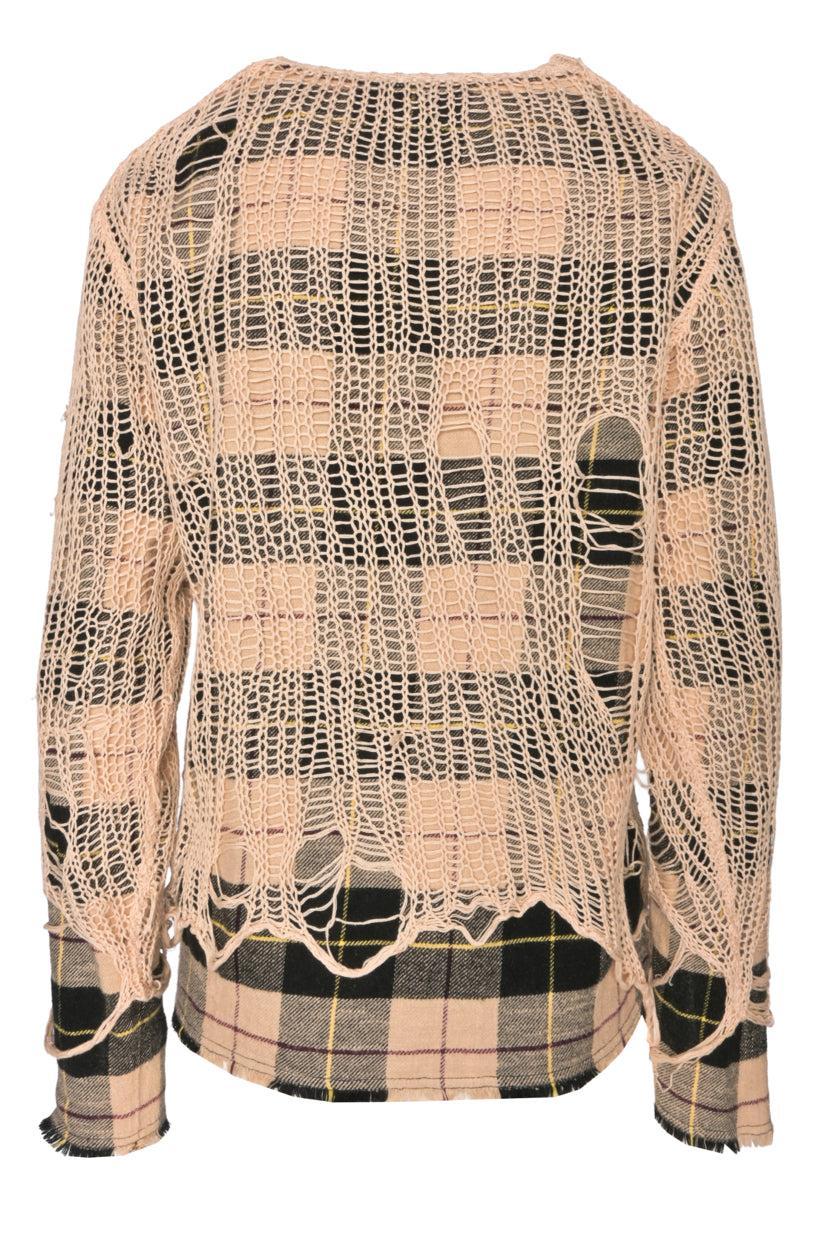 R13 Size XS Overlay Distressed Relaxed Crewneck Tops