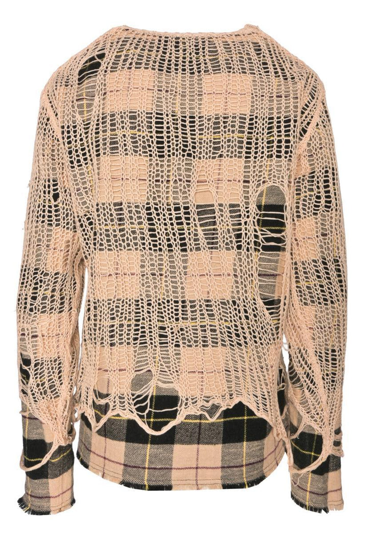 R13 Size XS Overlay Distressed Relaxed Crewneck Tops