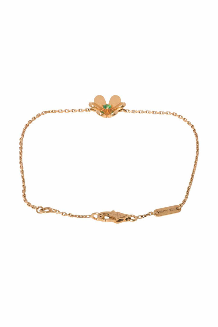 Van Cleef & Arpels 18K Yellow Gold & Emerald Frivole Bracelet Mini Model