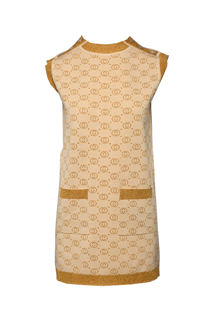 Gucci Size XS GG Knit Metallic Mini Dress