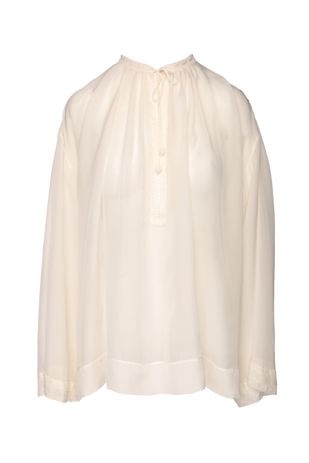 Dries Van Noten Size 6 Sheer Deep V L/S Tops