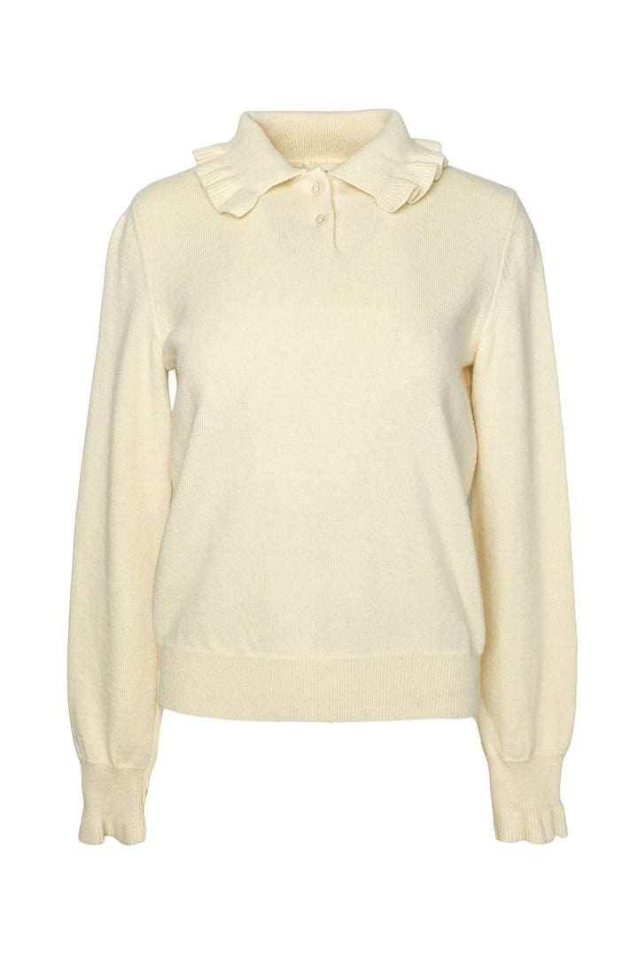 Celine Size M Ruffles Collared Polo Sweater