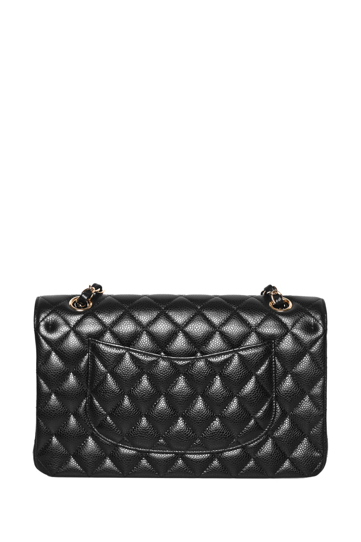 Chanel 2015-2016 Medium Quilted Caviar Classic Double Flap Shoulder Bag