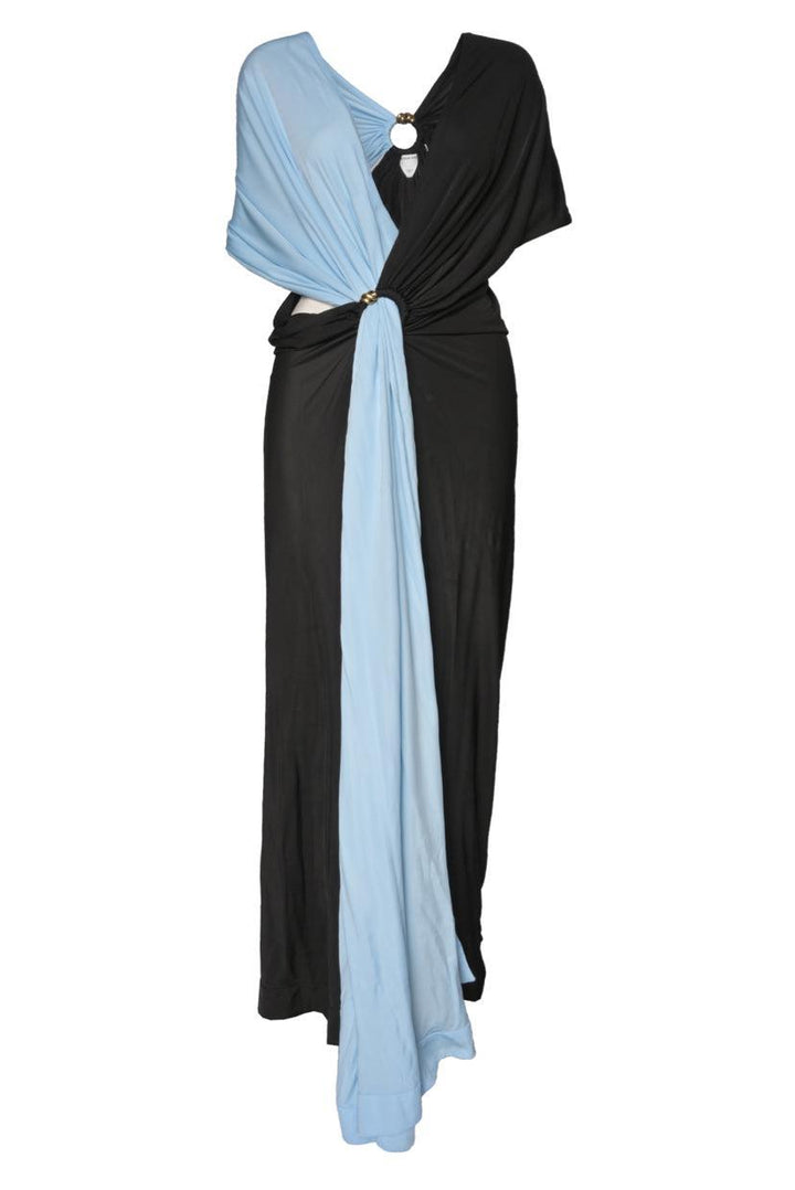 Bottega Veneta Size 46 Twist Front Draped Two Tone Jersey Gown