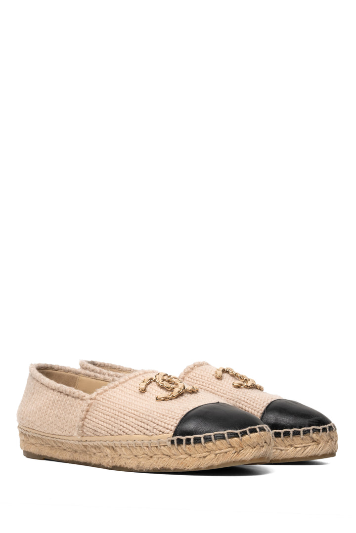 Chanel Size 40 Knitted Wool Lambskin Chain CC Espadrilles