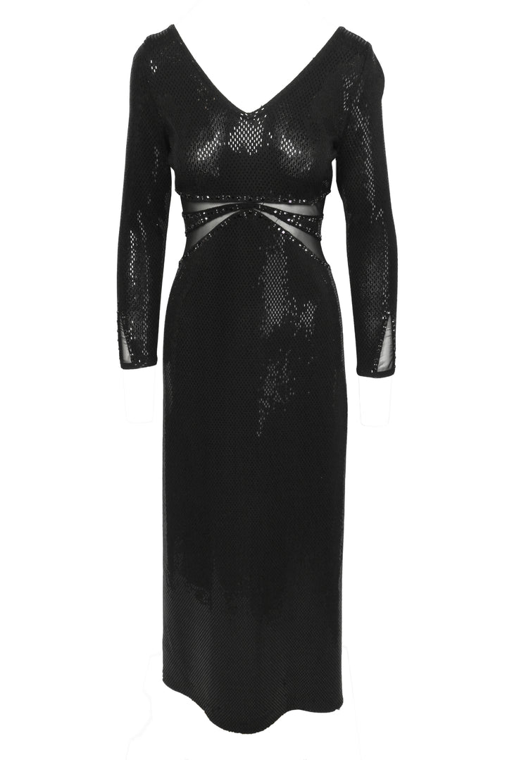 St. John Couture Size 4 Embellished Mesh Cutout Maxi Dress
