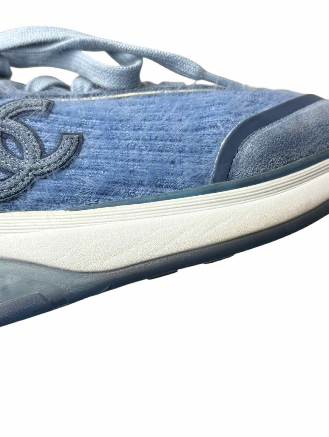 Chanel Size 37.5 Interlocking CC Logo  Fabric & Suede Sneaker