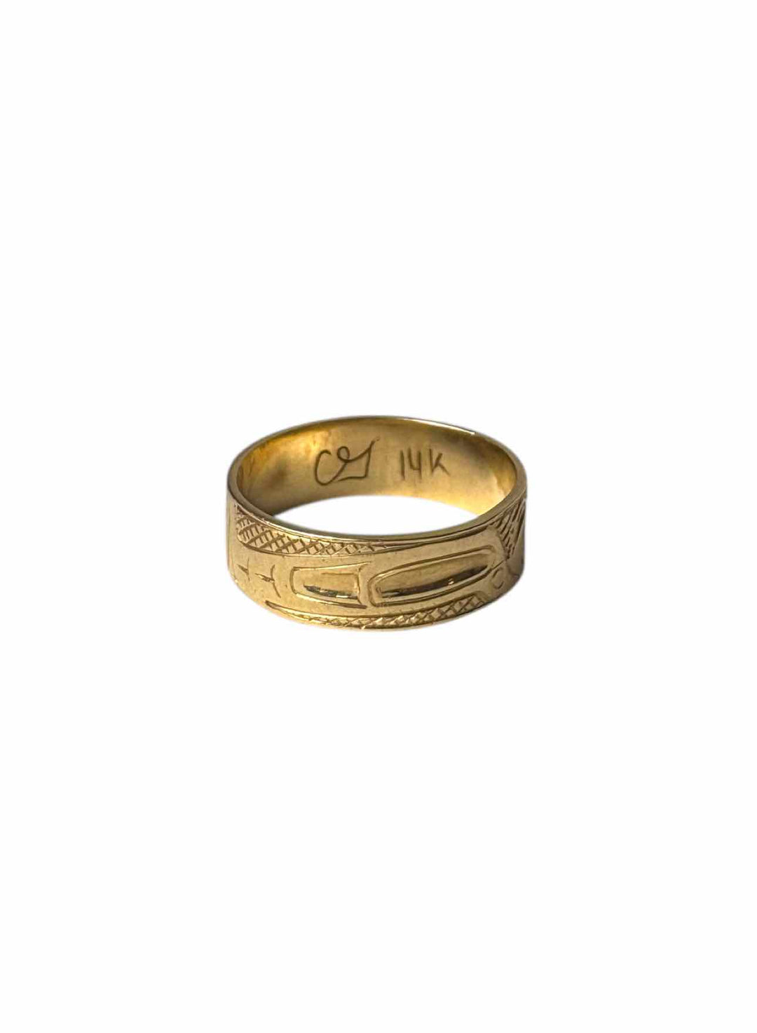 Size 7 14K Signed Carmen Goertzen Raven  Ring