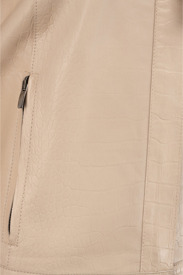 Armani Collezioni Size 14 Croc Embossed Lamb Leather Jacket