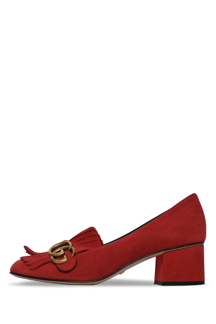 Gucci Size 38.5 Suede Marmont Loafer Mid-Heel Pumps