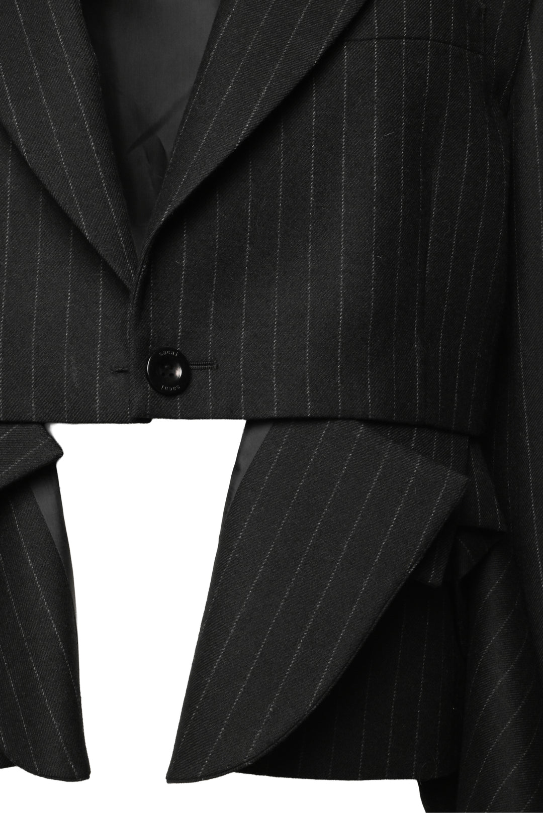Sacai Size 2 Asymmetrical Pinstriped Wool Blazer
