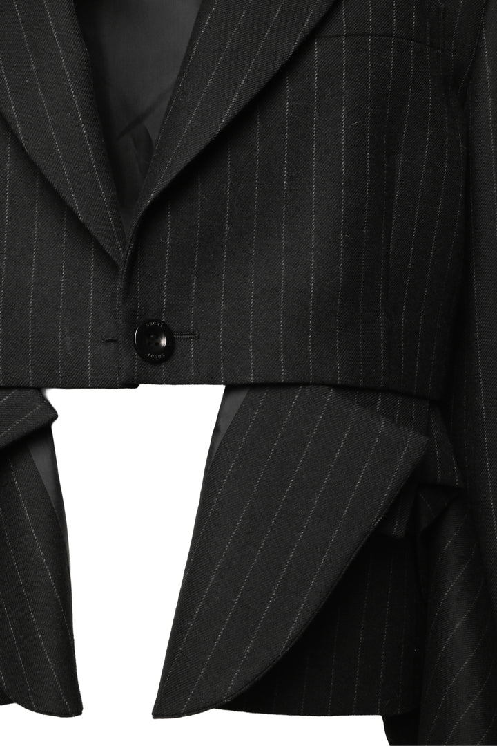 Sacai Size 2 Asymmetrical Pinstriped Wool Blazer