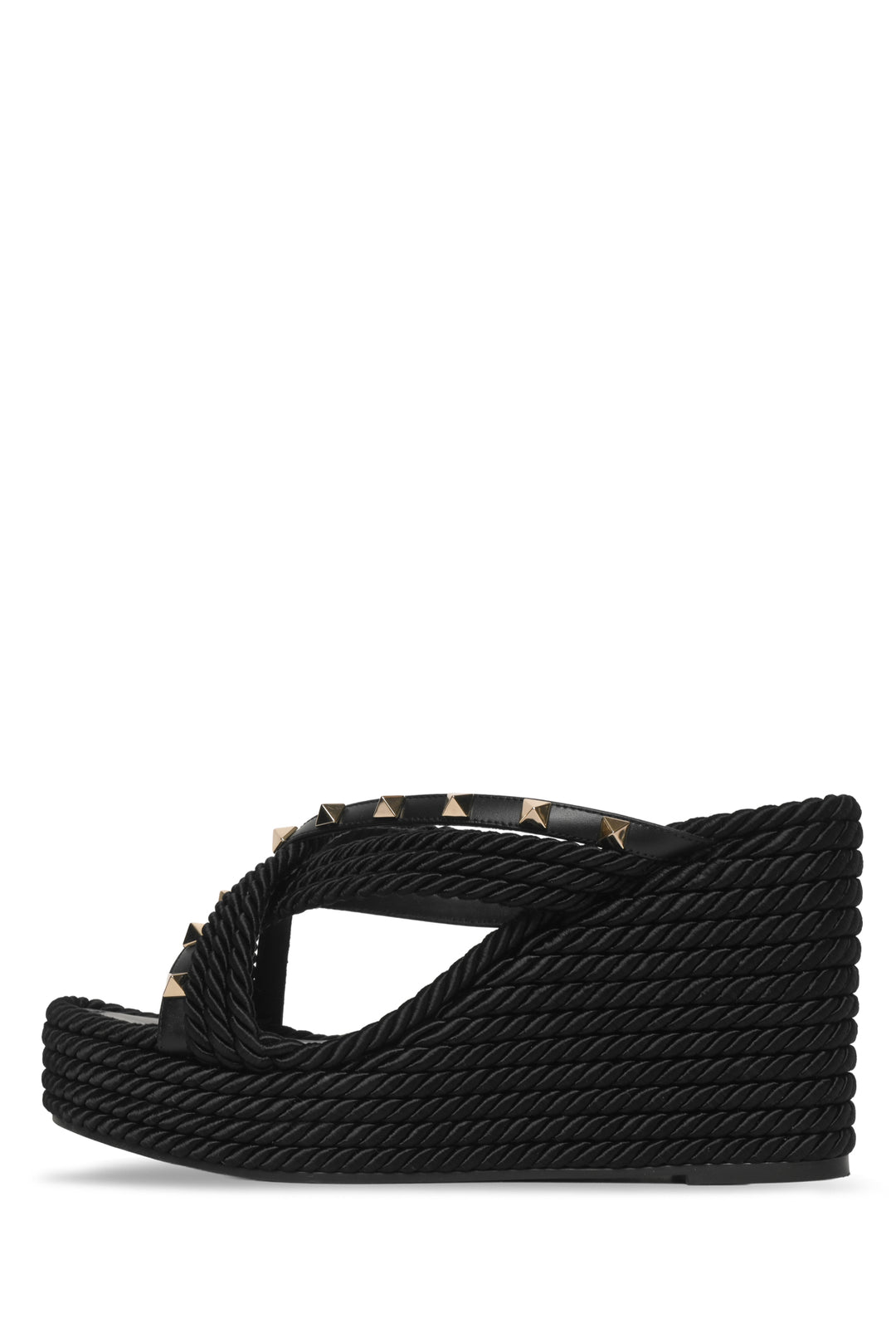 Valentino Size 38 Square Toe Pyramid Studded Espadrille Wedge Sandals