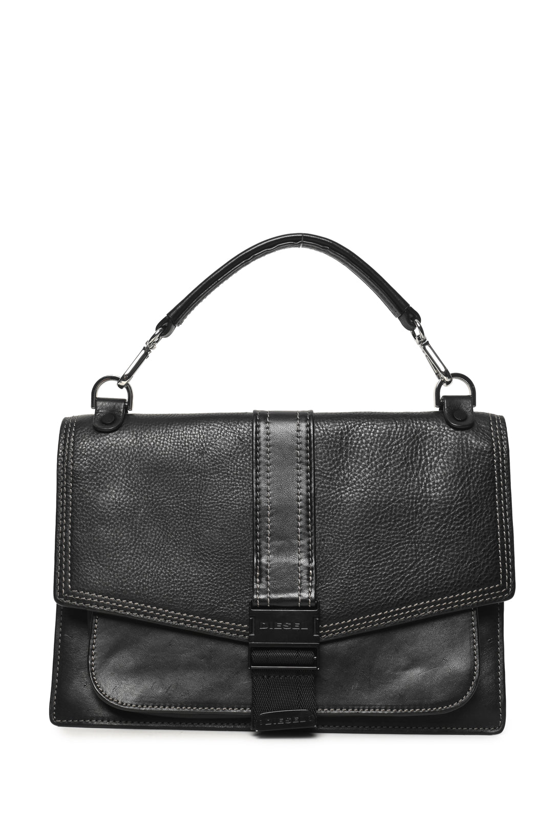 Diesel Miss-Match Grained & Smooth Leather Flap Crossbody
