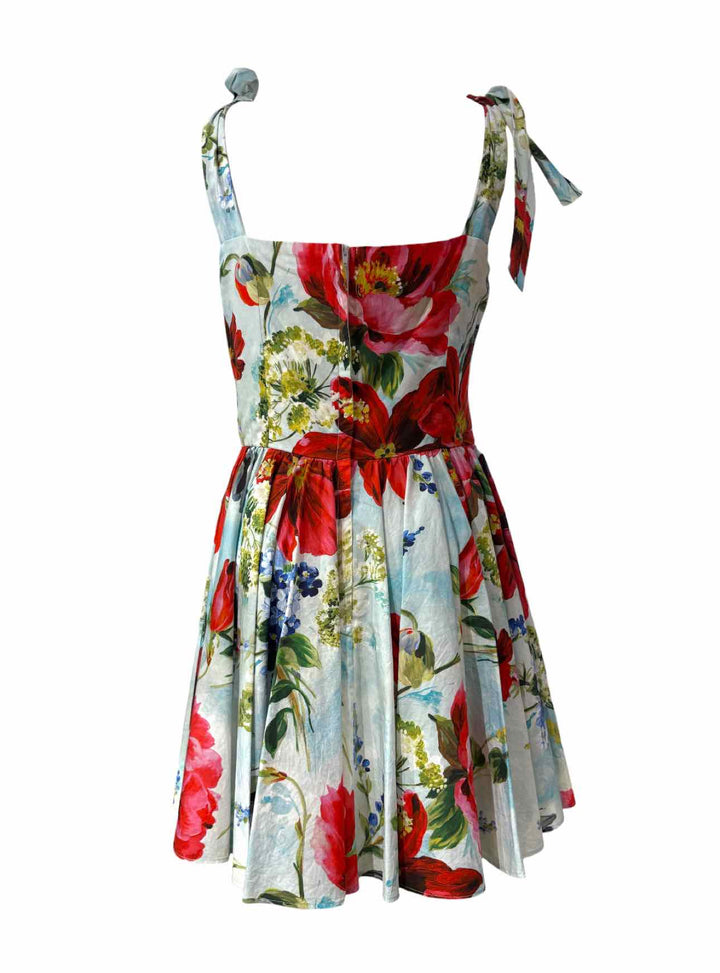 Dolce & Gabbana Size 46 Floral Print Cotton Mini Dress