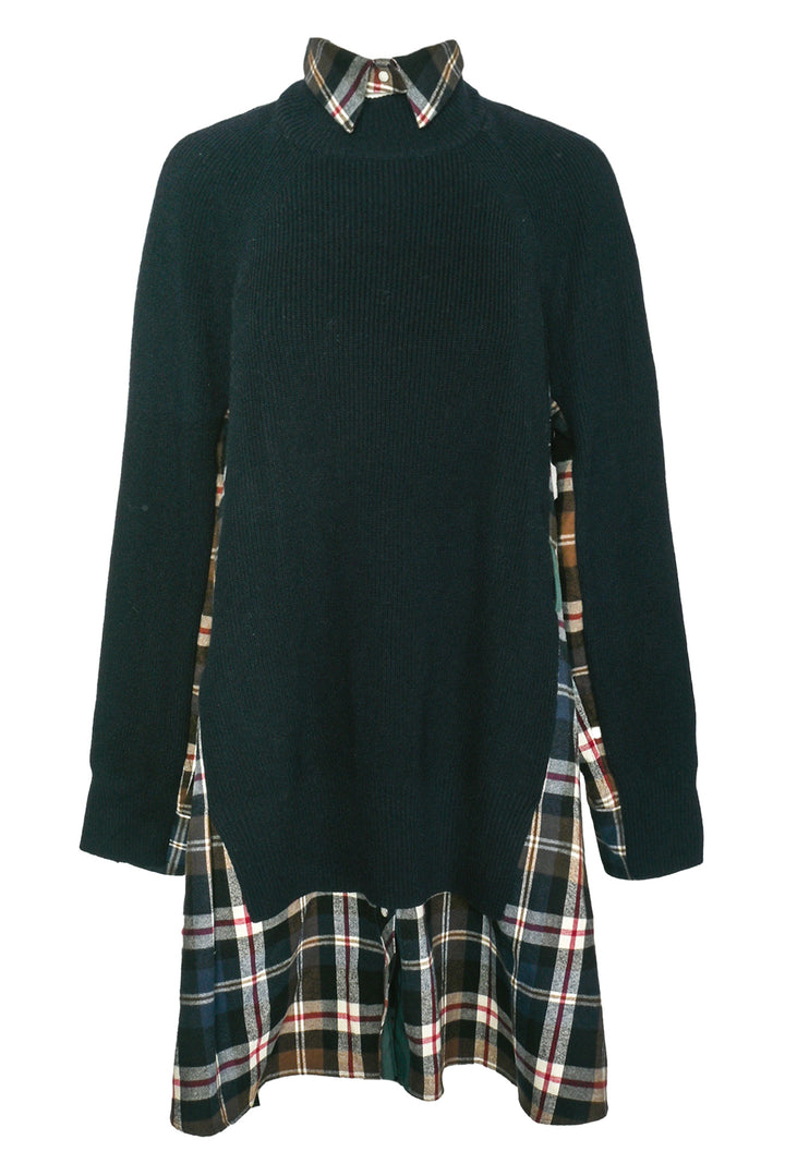 Sacai Size 3 Knit & Plaid Dress
