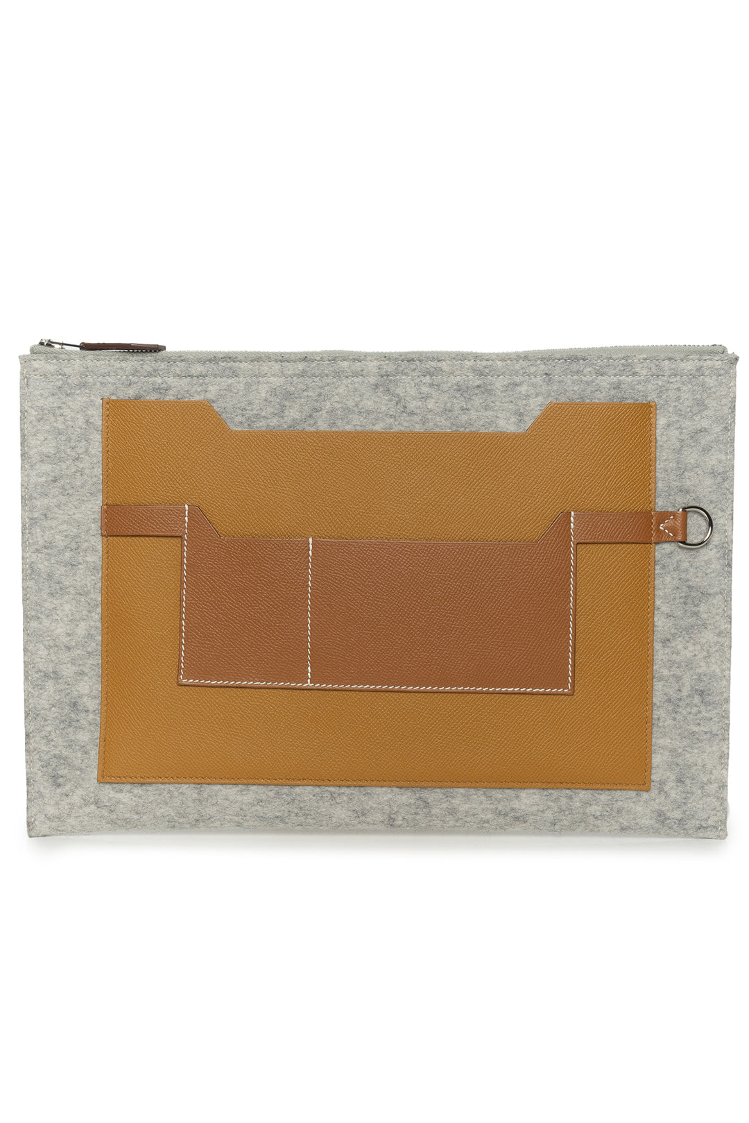 Hermes Felt Epsom Colorblock Toodoo 37 Zip Pouch Clutch