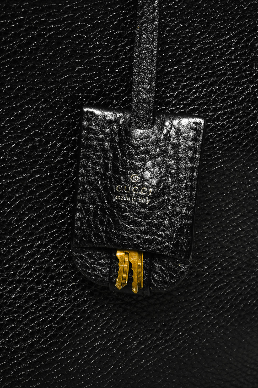 Gucci Pebbled Leather Bamboo Top Handle Suitcase Travel Bag