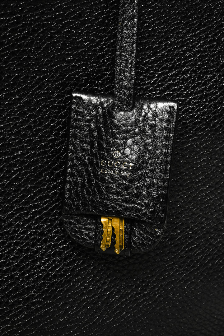 Gucci Pebbled Leather Bamboo Top Handle Suitcase Travel Bag