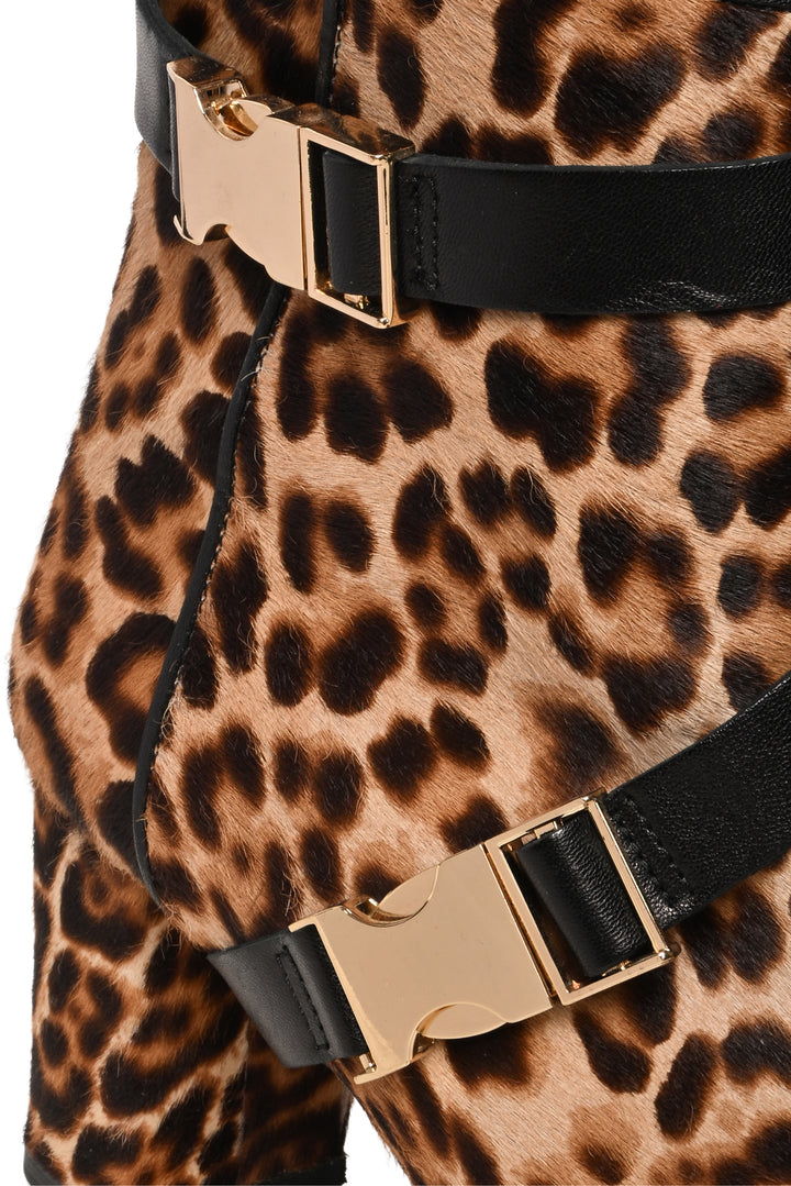 Alexander White Size 38.5 Leopard Pony Hair Ankle Boots