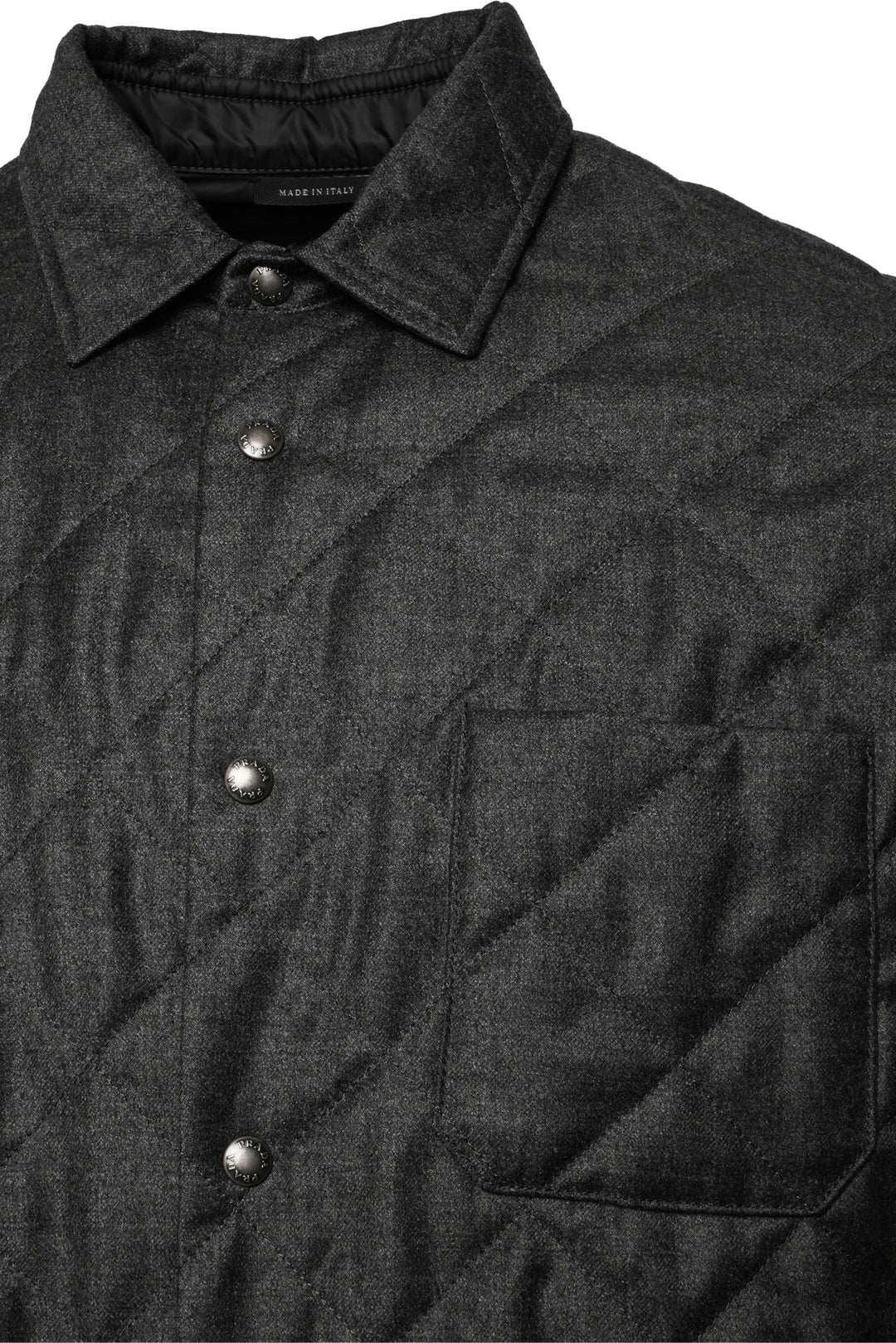 Prada Size L Men's 2015 Quilted Wool Shirt Jacket
