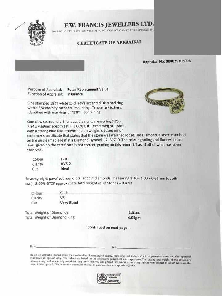 Size 5 18K White Gold  Diamond   Ring