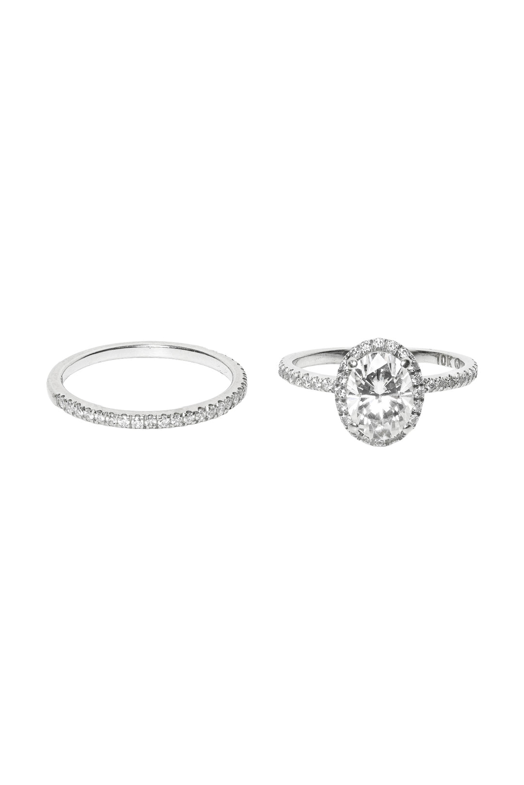 Flamme En Rose Size 5 10K White Gold & Oval Moissanite Semi Eternity Ring & Band