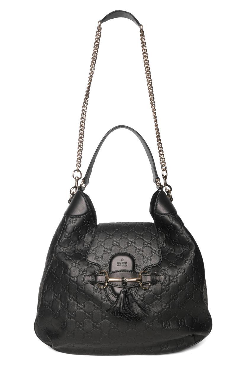 Gucci GG Signature Medium Emily Flap Hobo Shoulder Bag
