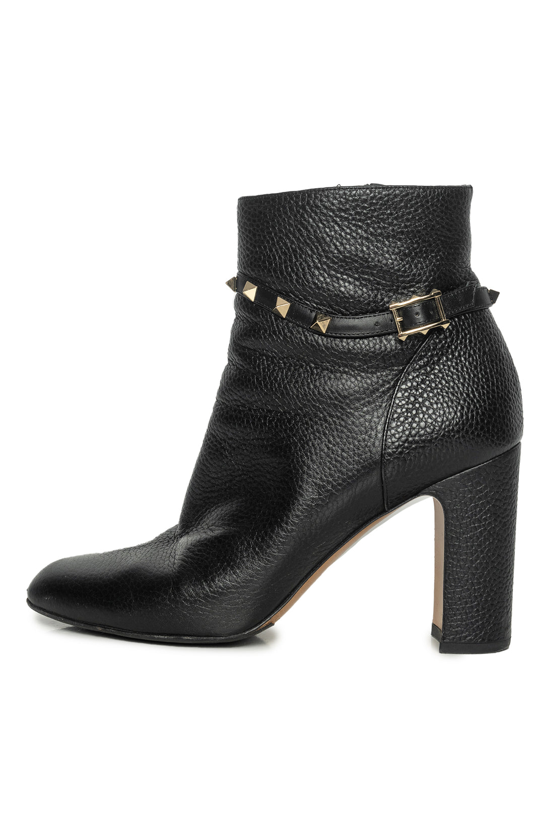 Valentino Size 40 Rockstud Accent Grainy Calfskin Ankle Boots