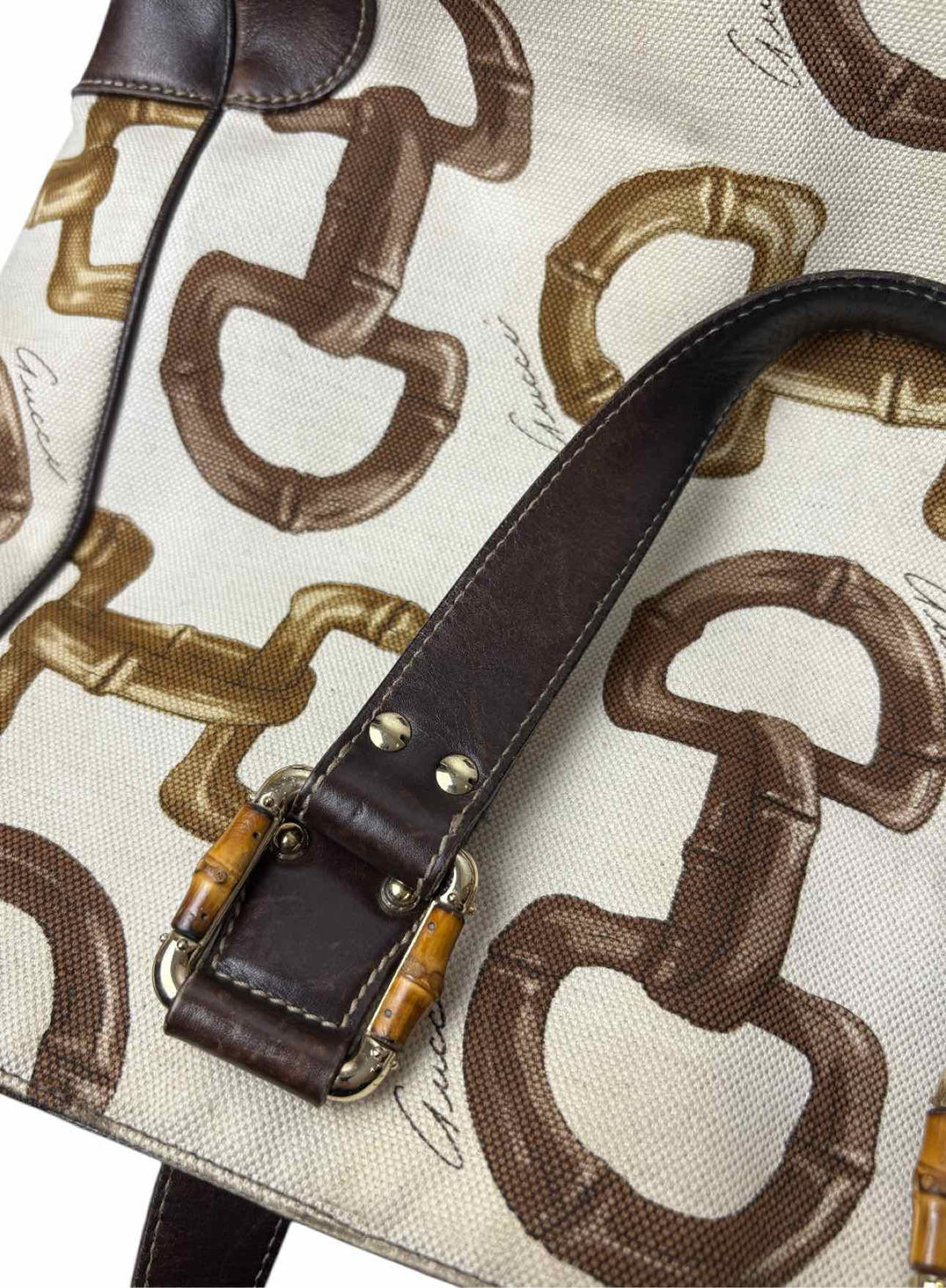 Gucci Horsebit Printed Canvas Tote Purse