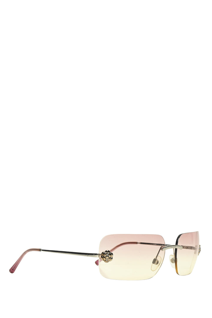 Chanel Vintage Rimless Camellia Flower Ombre Pink Eyewear
