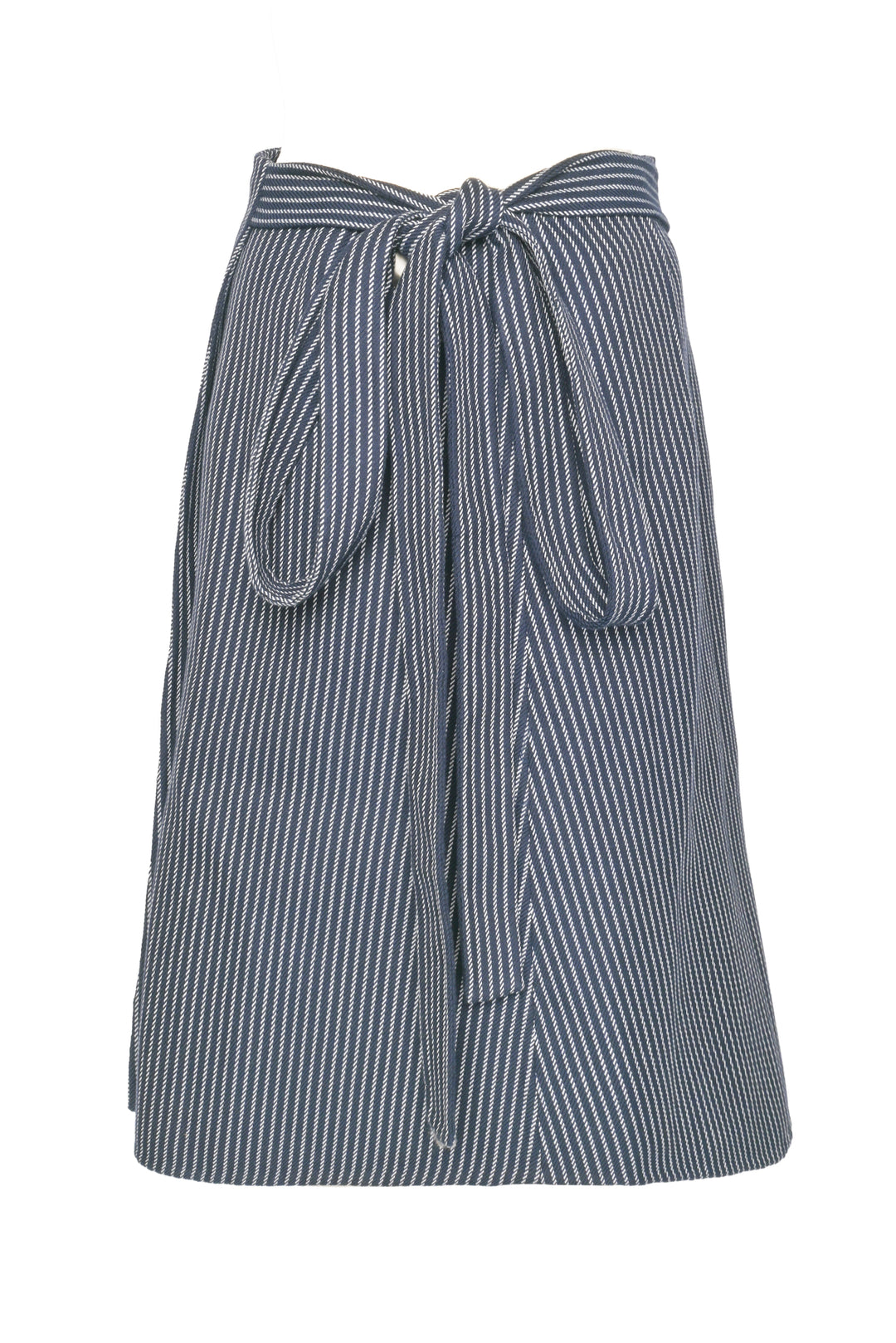 Celine Size 12 Wool & Cotton Blend Striped Wrap Skirt