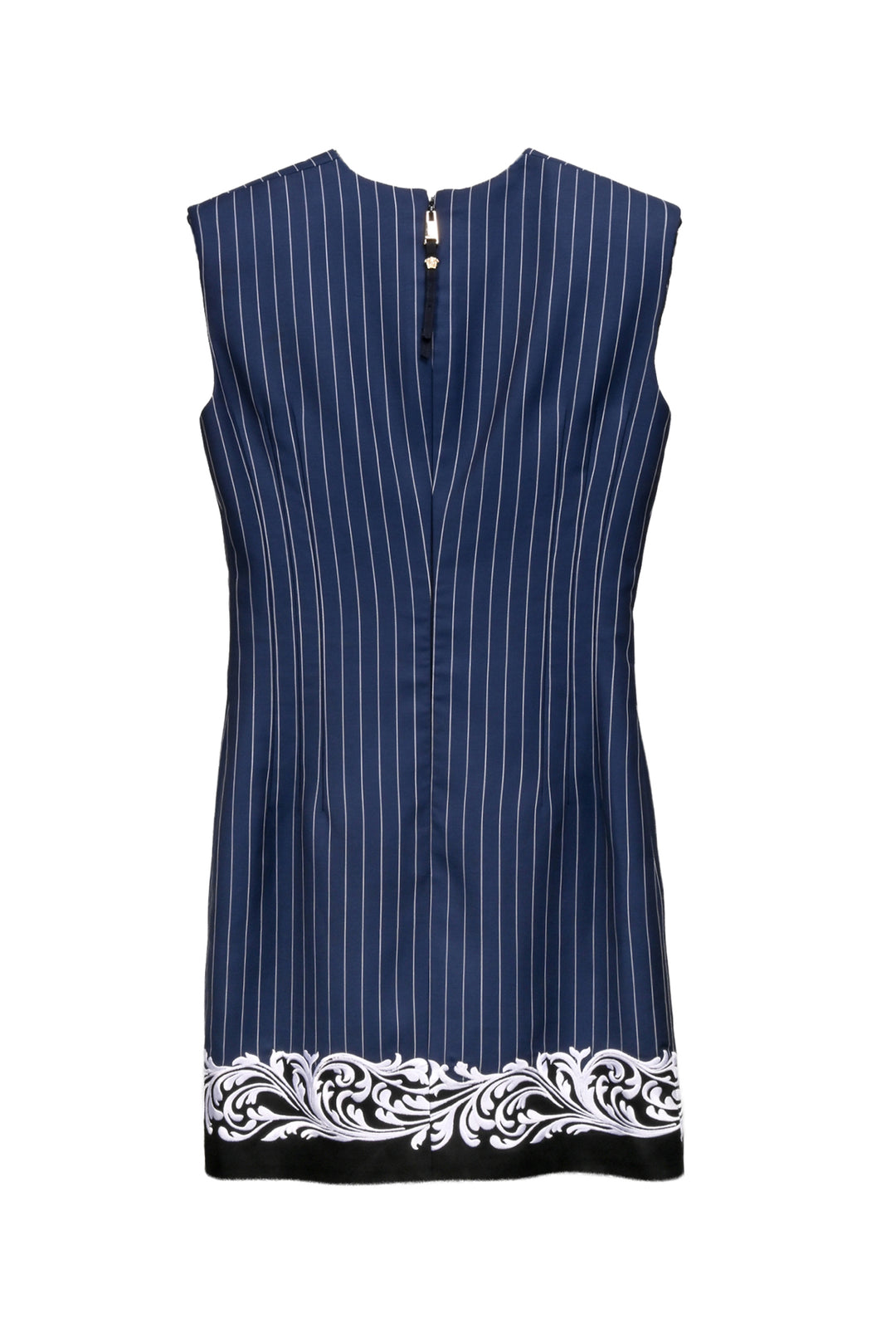 Versace Size 36 Embroidered Pinstriped Wool Mini Dress