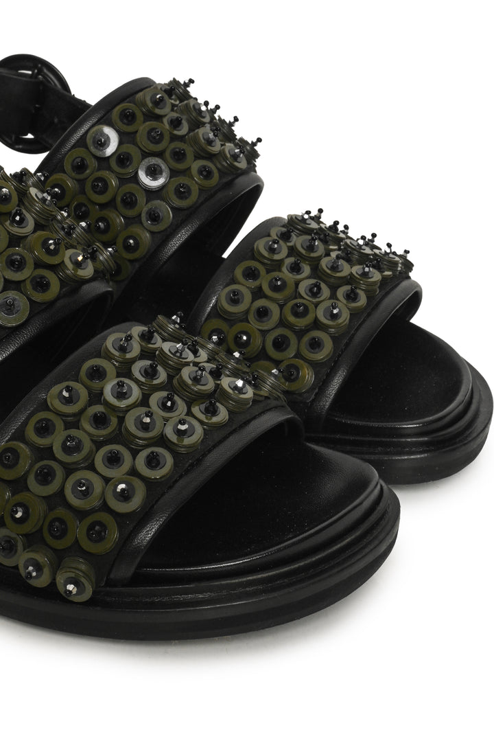 Marni Size 37.5 Embellished Leather Slingback Sandals
