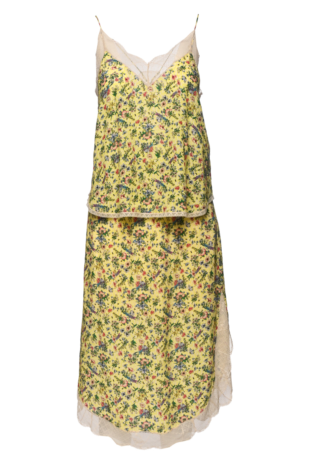 Zadig & Voltaire Size XS Floral & Lace Tank Top & Midi Skirt Set
