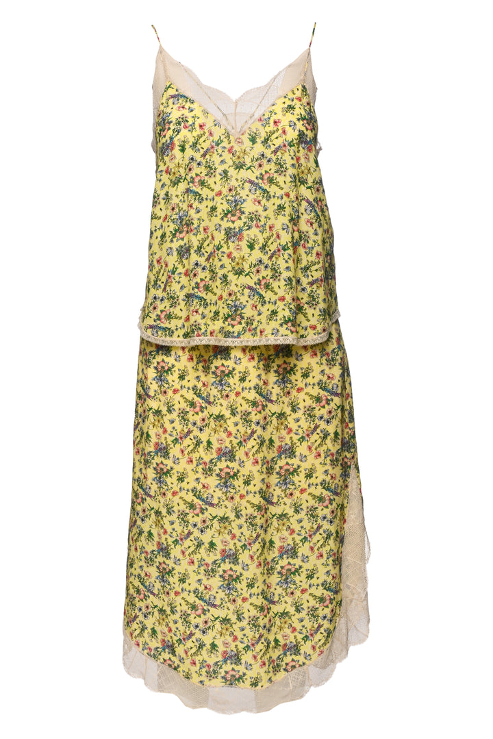 Zadig & Voltaire Size XS Floral & Lace Tank Top & Midi Skirt Set