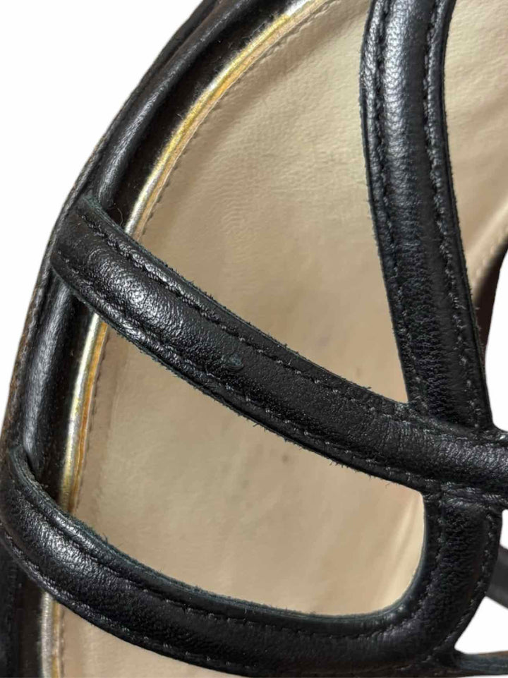 Chanel Size 38 Leather Gladiator Wedge Sandals