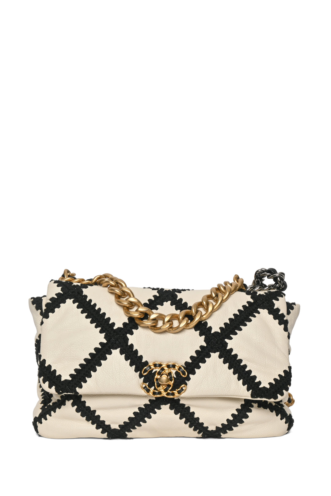 Chanel 2020 Calfskin Crochet Medium 19 Flap Shoulder Bag