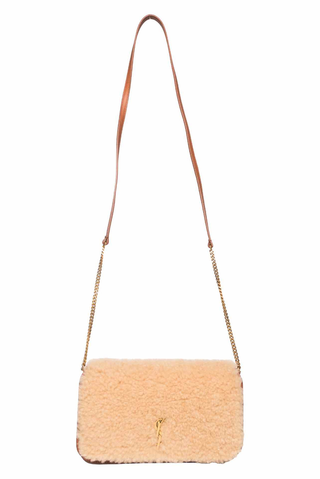 Saint Laurent 2021 Shearling Monogram Phone Holder Crossbody