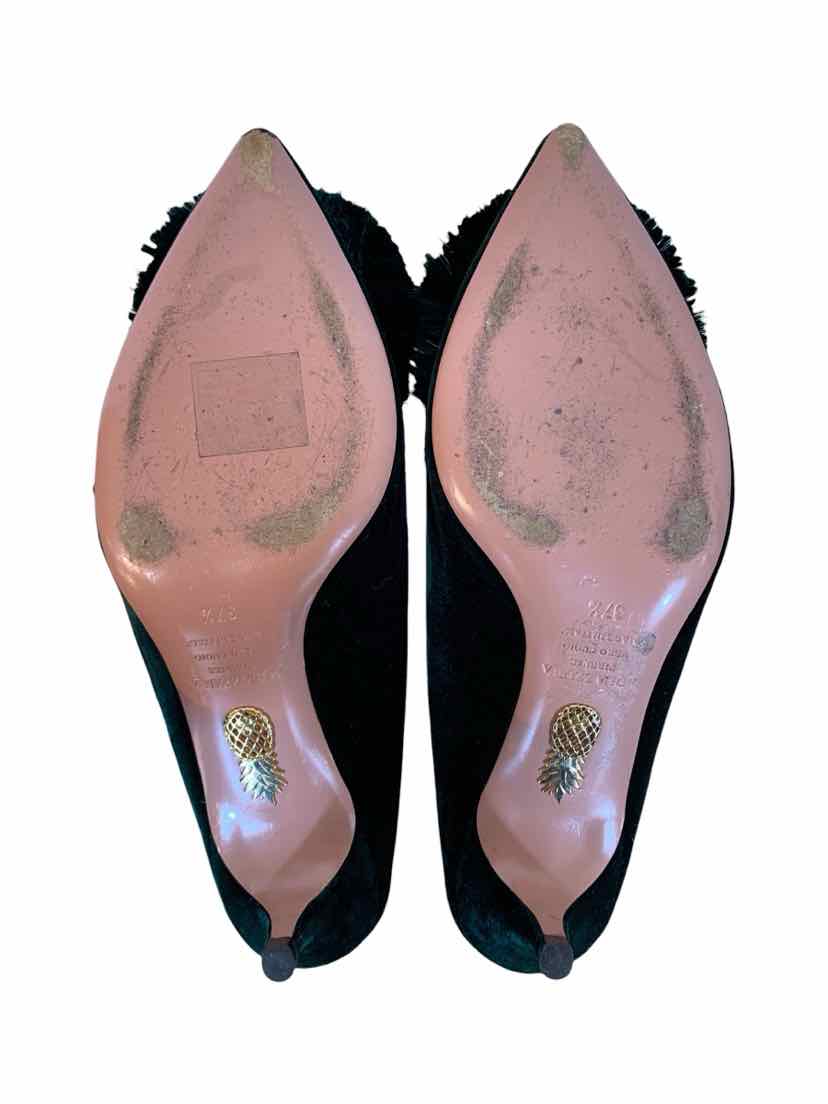 Aquazzura Size 37.5 Velvet Mules